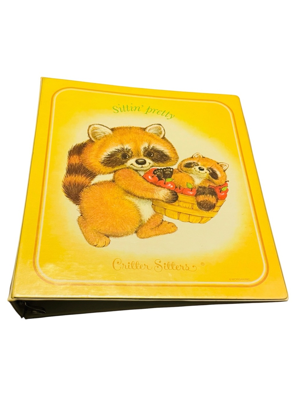 Vintage Mead Critter Sitters 3 Ring Binder Racoon Sittin' Pretty 80s READ DESCR!